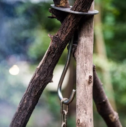 Portable Camping Barbecue Tripod - Stainless Steel Hanger for Outdoor Cooking
