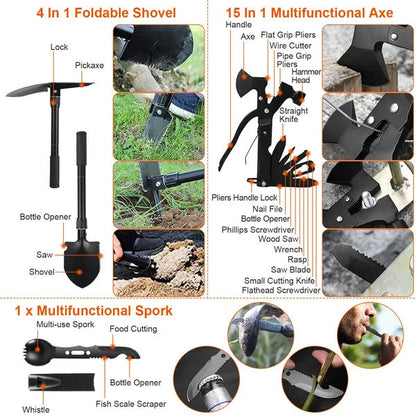 121Pcs Survival Kit for Outdoor Adventure - Professional Emergency Gear & Tactical First Aid Supplies for Camping, Hiking, and Hunting