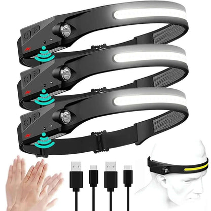 Headlamp USB Rechargeable LED  Waterproof, Motion Sensor Camping/Hiking Light