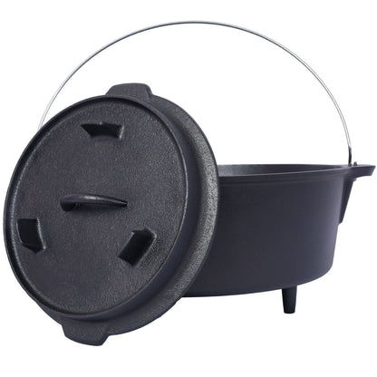 Outdoor Camping Deep Pot for Cooking, Barbecue, and Baking Over Campfire with Leg Base