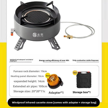 New Explorer 4000W infrared camping stove: portable, windproof, with electronic ignition for outdoor cooking.