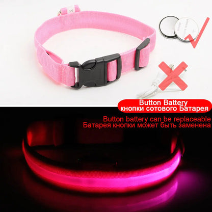 LED Dog Collar - Anti-Lost Rechargeable Safety Light-Up Collar for Night Walks