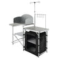 Camping Kitchen Table, Folding Outdoor Cooking Table with Storage Carrying Bag, Aluminum Cook Station 1 Cupboard & Detachable Windscreen, Quick Set-up for Picnics, BBQ, RV Traveling, Black